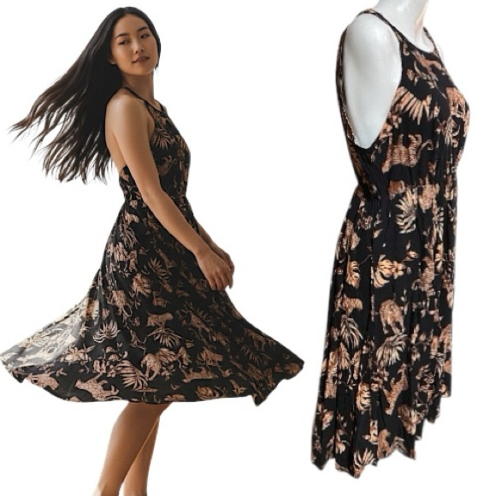 Torrid Challis Roaming Leopard Hi / Lo Halter Dress Size 00 Torrid M/L see Chart